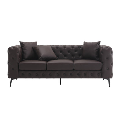 Morden Fort Modern Velvet Sofa with Button Tufted,Solid Wood Frame and Iron Legs