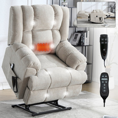 Motor Heat Massage Infinite Position Up to 350 LBS Electric Power Lift Recliners with Power-Remote, Medium-firm and Heavy Duty
