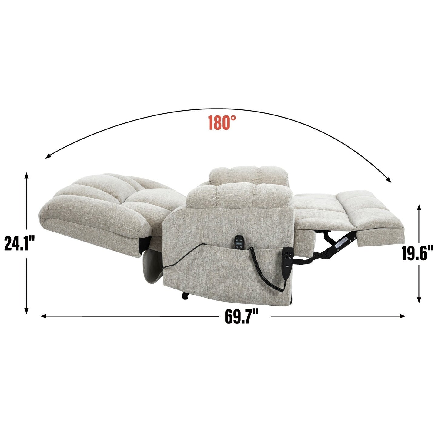 Motor Heat Massage Infinite Position Up to 350 LBS Electric Power Lift Recliners with Power-Remote, Medium-firm and Heavy Duty