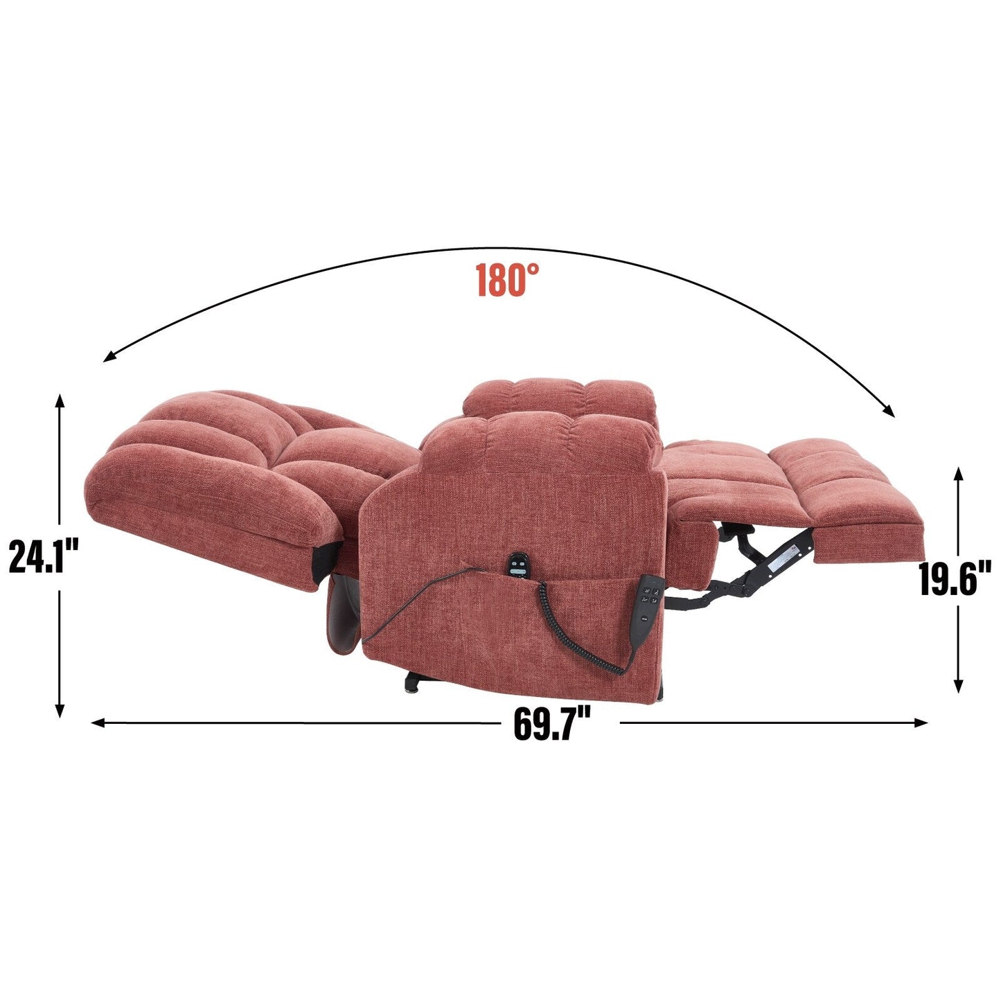 Motor Heat Massage Infinite Position Up to 350 LBS Electric Power Lift Recliners with Power-Remote, Medium-firm and Heavy Duty