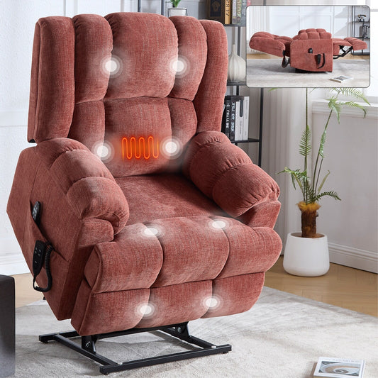 Motor Heat Massage Infinite Position Up to 350 LBS Electric Power Lift Recliners with Power-Remote, Medium-firm and Heavy Duty