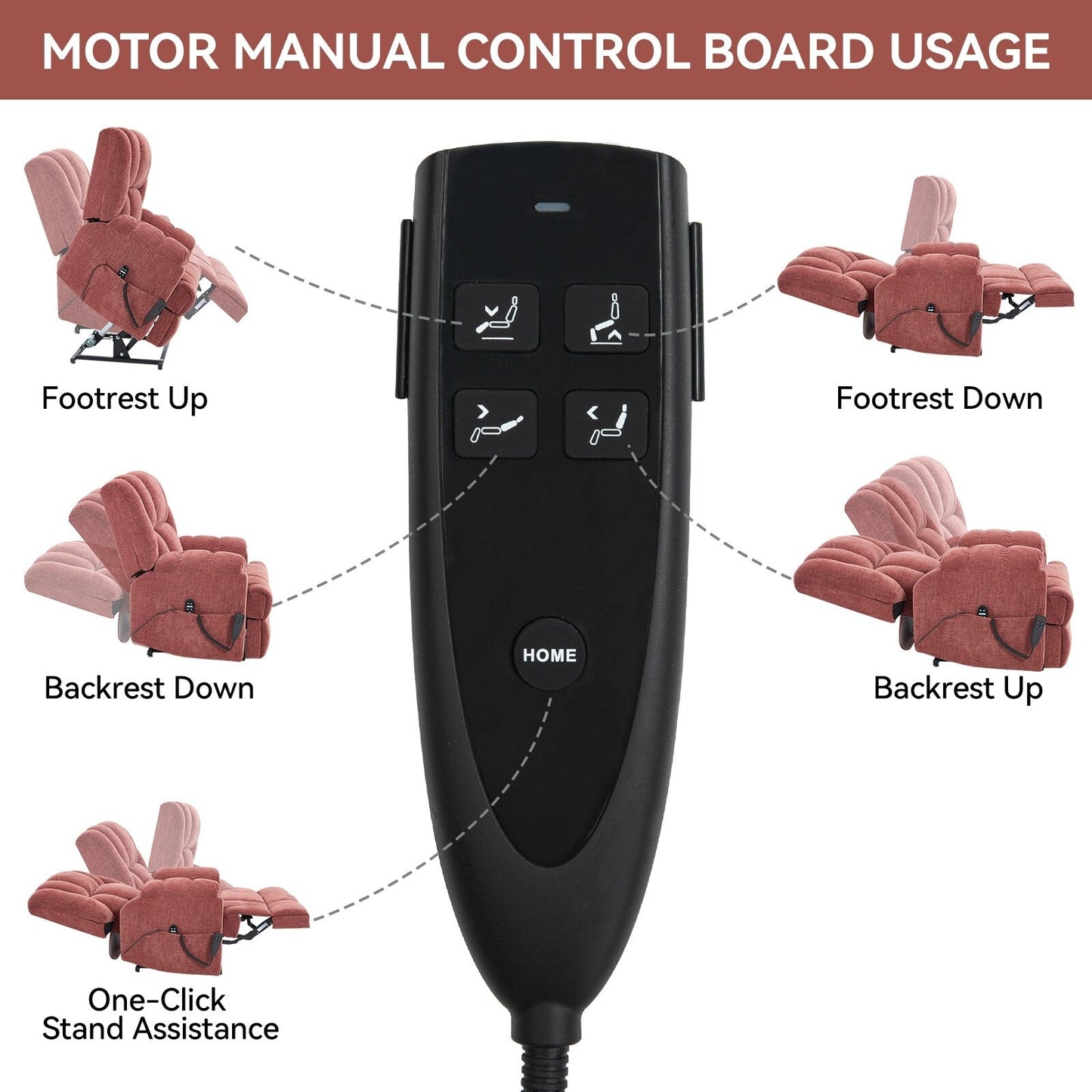 Motor Heat Massage Infinite Position Up to 350 LBS Electric Power Lift Recliners with Power-Remote, Medium-firm and Heavy Duty