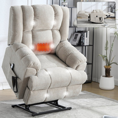 Motor Heat Massage Infinite Position Up to 350 LBS Electric Power Lift Recliners with Power-Remote, Medium-firm and Heavy Duty