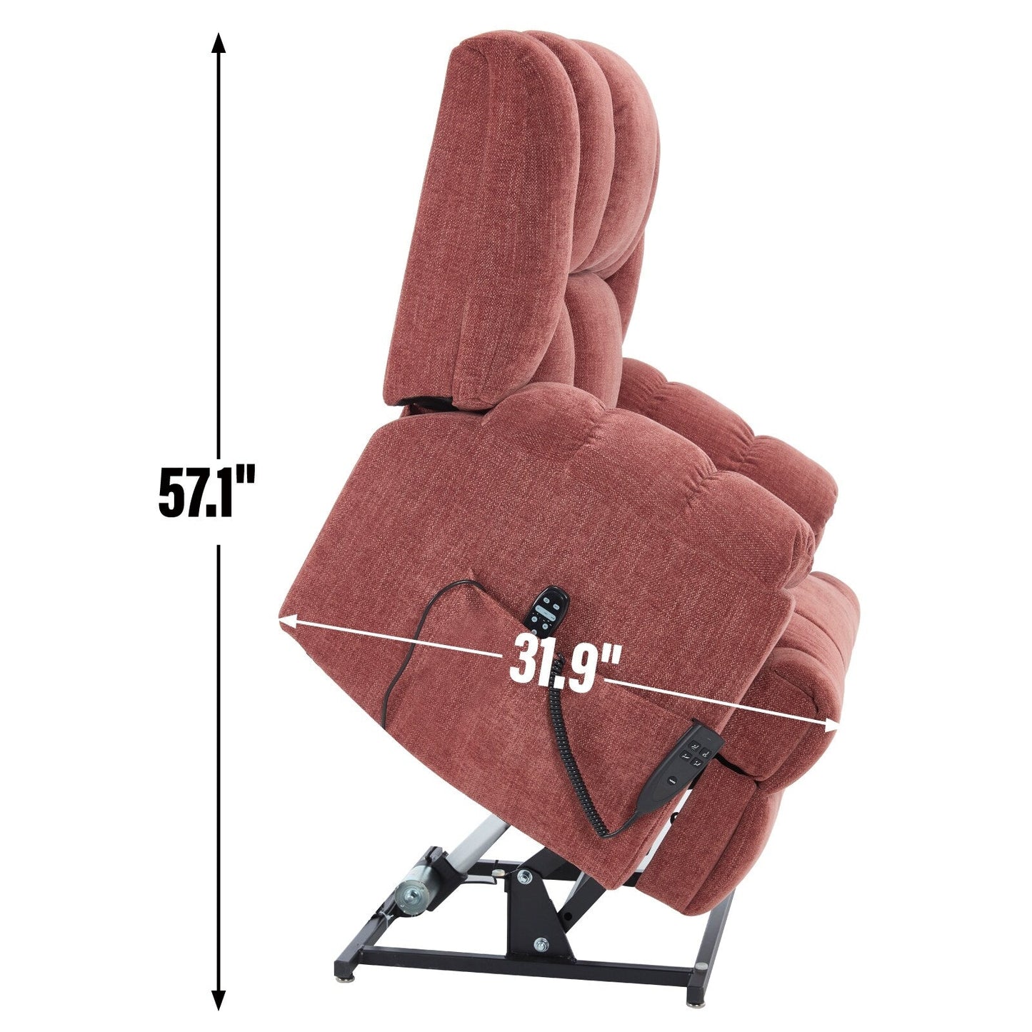 Motor Heat Massage Infinite Position Up to 350 LBS Electric Power Lift Recliners with Power-Remote, Medium-firm and Heavy Duty