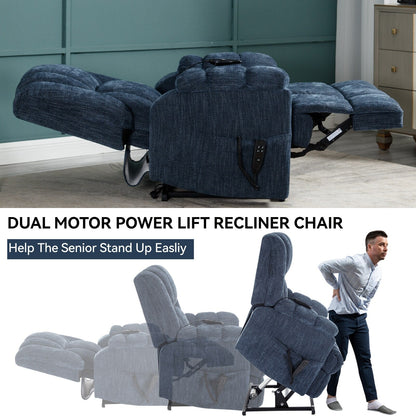 Motor Heat Massage Infinite Position Up to 350 LBS Electric Power Lift Recliners with Power-Remote, Medium-firm and Heavy Duty
