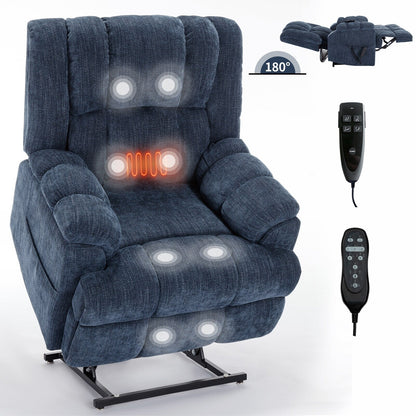 Motor Heat Massage Infinite Position Up to 350 LBS Electric Power Lift Recliners with Power-Remote, Medium-firm and Heavy Duty