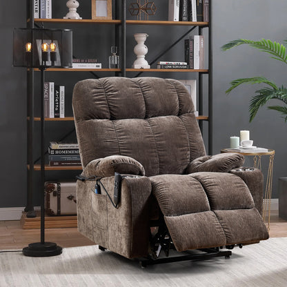 Motor Power Lift Recliner Chair for Elderly Infinite Position Lay Flat 180° Recliner with Heat Massage