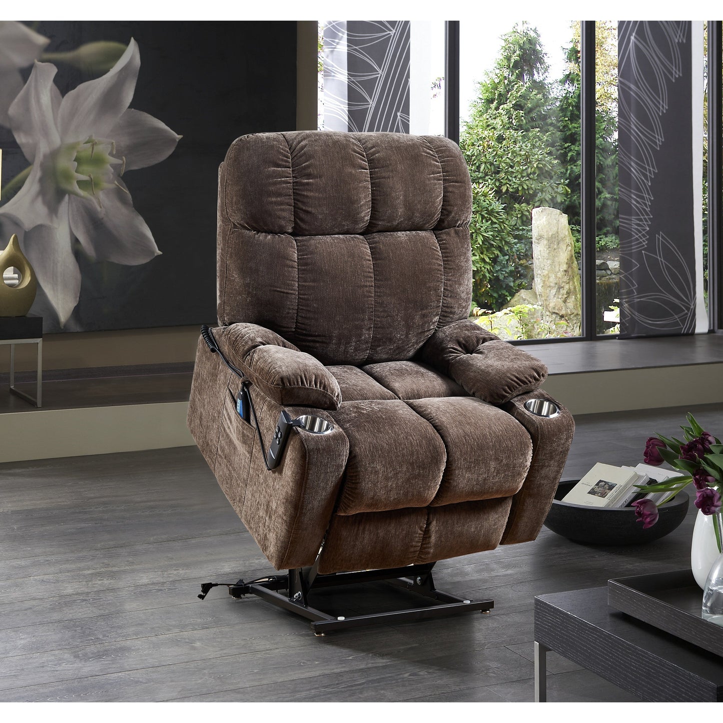Motor Power Lift Recliner Chair for Elderly Infinite Position Lay Flat 180° Recliner with Heat Massage