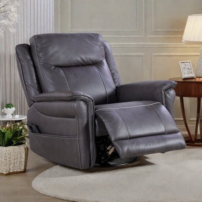 Motor Power Swivel Recliner - 240° Rotation with 8-Point Vibration Massage, Adjustable Lumbar Heat