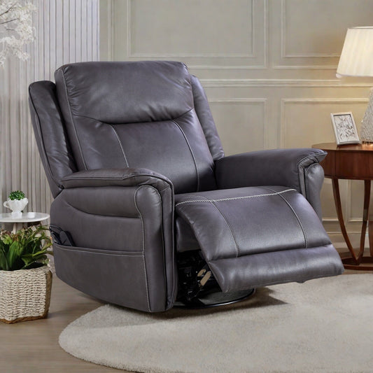 Motor Power Swivel Recliner - 240° Rotation with 8-Point Vibration Massage, Adjustable Lumbar Heat