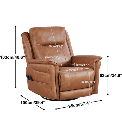 Motor Power Swivel Recliner Chair with 8?Point Massage & Heat