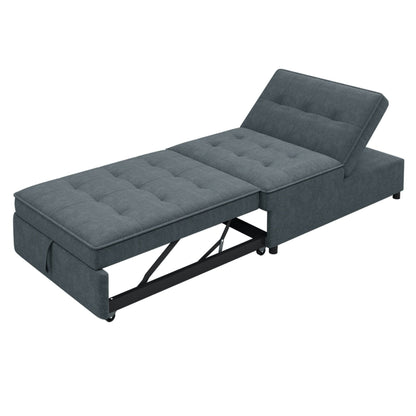 Multi-Function 72.5 4-in-1 Linen Ottoman Sofa Bed with Storage Pocket and USB Port for Living Room