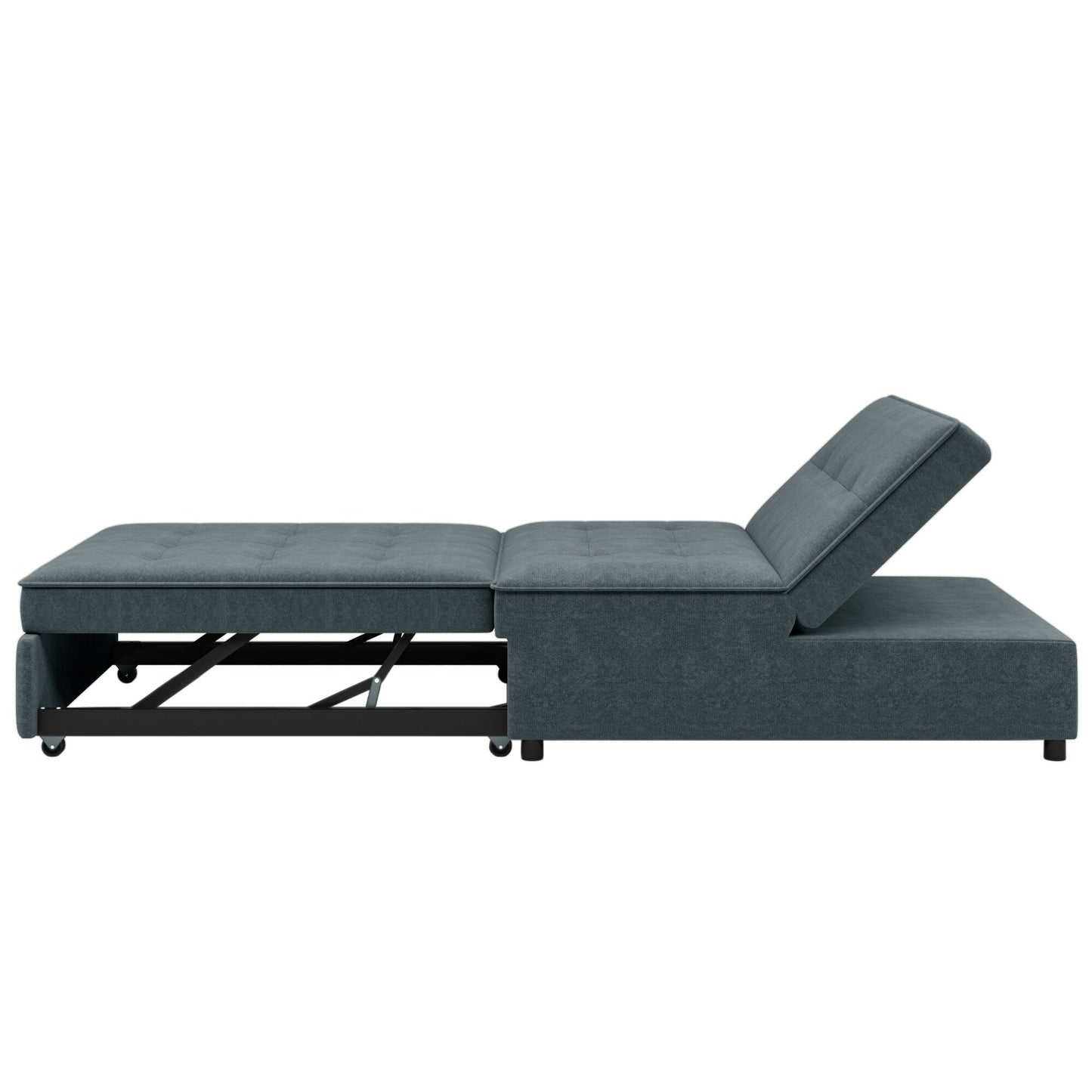 Multi-Function 72.5 4-in-1 Linen Ottoman Sofa Bed with Storage Pocket and USB Port for Living Room