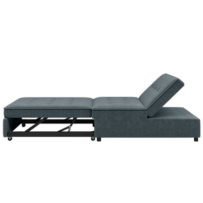 Multi-Function 72.5 4-in-1 Linen Ottoman Sofa Bed with Storage Pocket and USB Port for Living Room