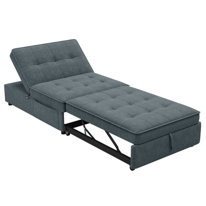 Multi-Function 72.5 4-in-1 Linen Ottoman Sofa Bed with Storage Pocket and USB Port for Living Room