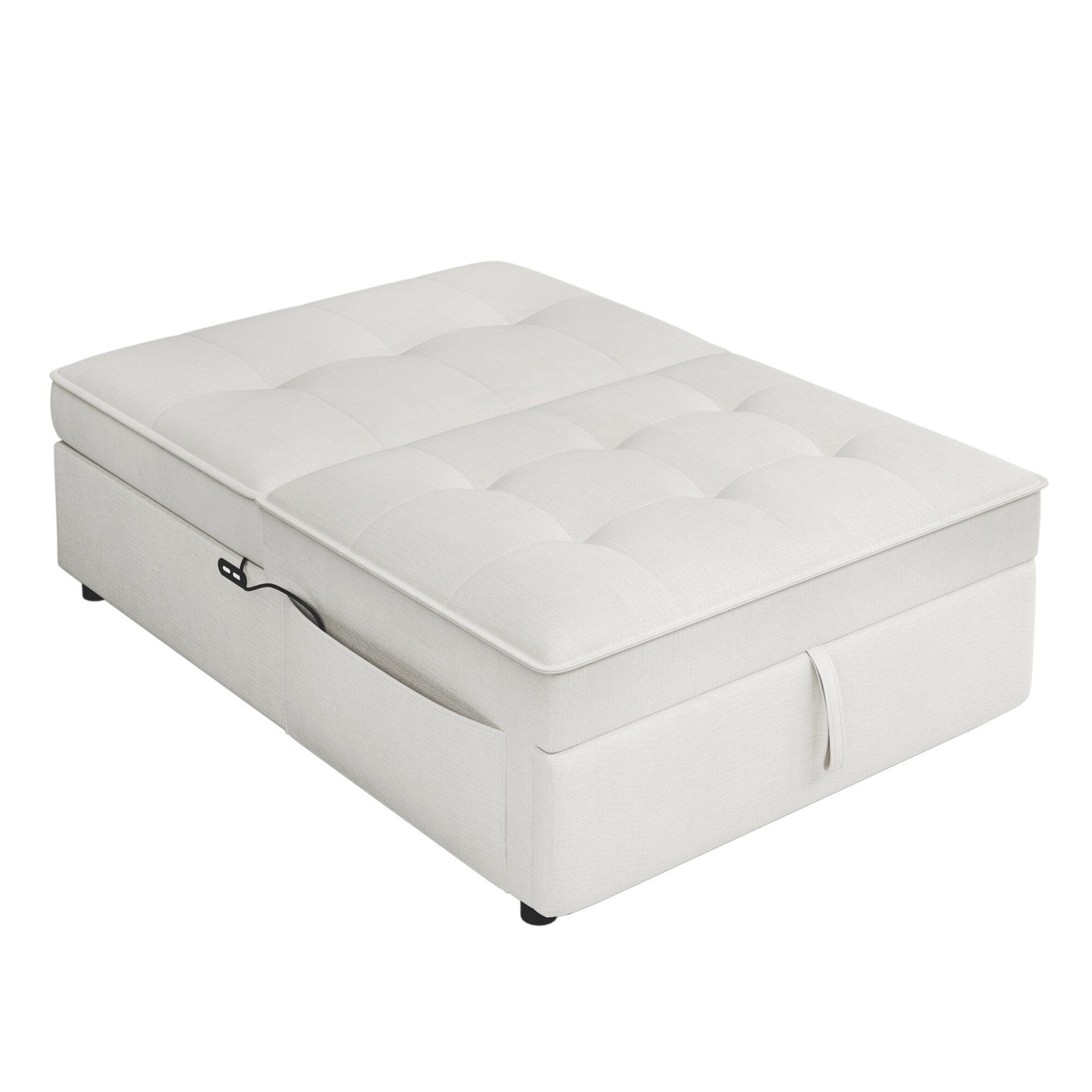 Multi-Function 72.5 4-in-1 Linen Ottoman Sofa Bed with Storage Pocket and USB Port for Living Room