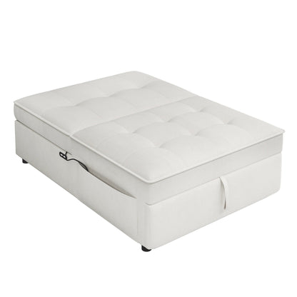 Multi-Function 72.5 4-in-1 Linen Ottoman Sofa Bed with Storage Pocket and USB Port for Living Room