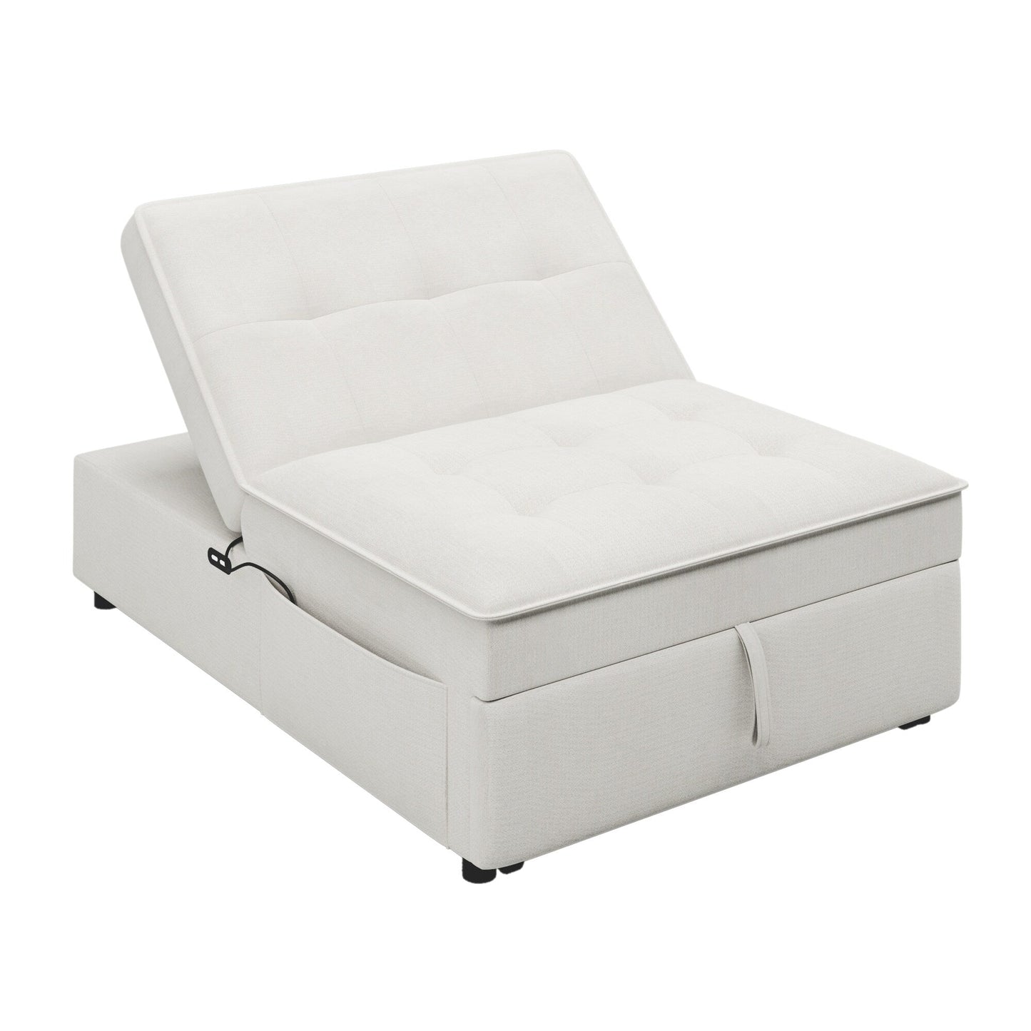 Multi-Function 72.5 4-in-1 Linen Ottoman Sofa Bed with Storage Pocket and USB Port for Living Room