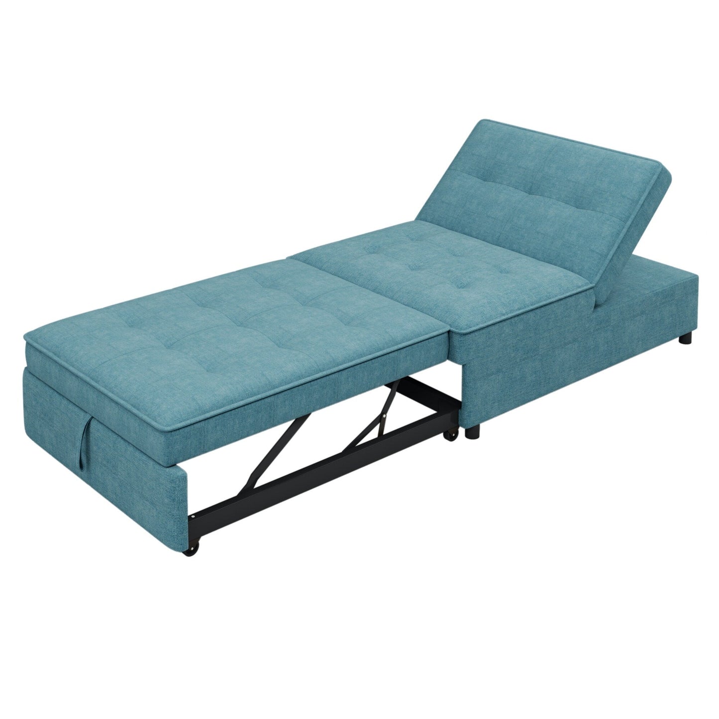 Multi-Function 72.5 4-in-1 Linen Ottoman Sofa Bed with Storage Pocket and USB Port for Living Room