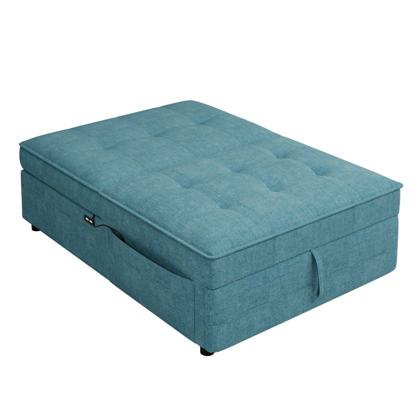 Multi-Function 72.5 4-in-1 Linen Ottoman Sofa Bed with Storage Pocket and USB Port for Living Room