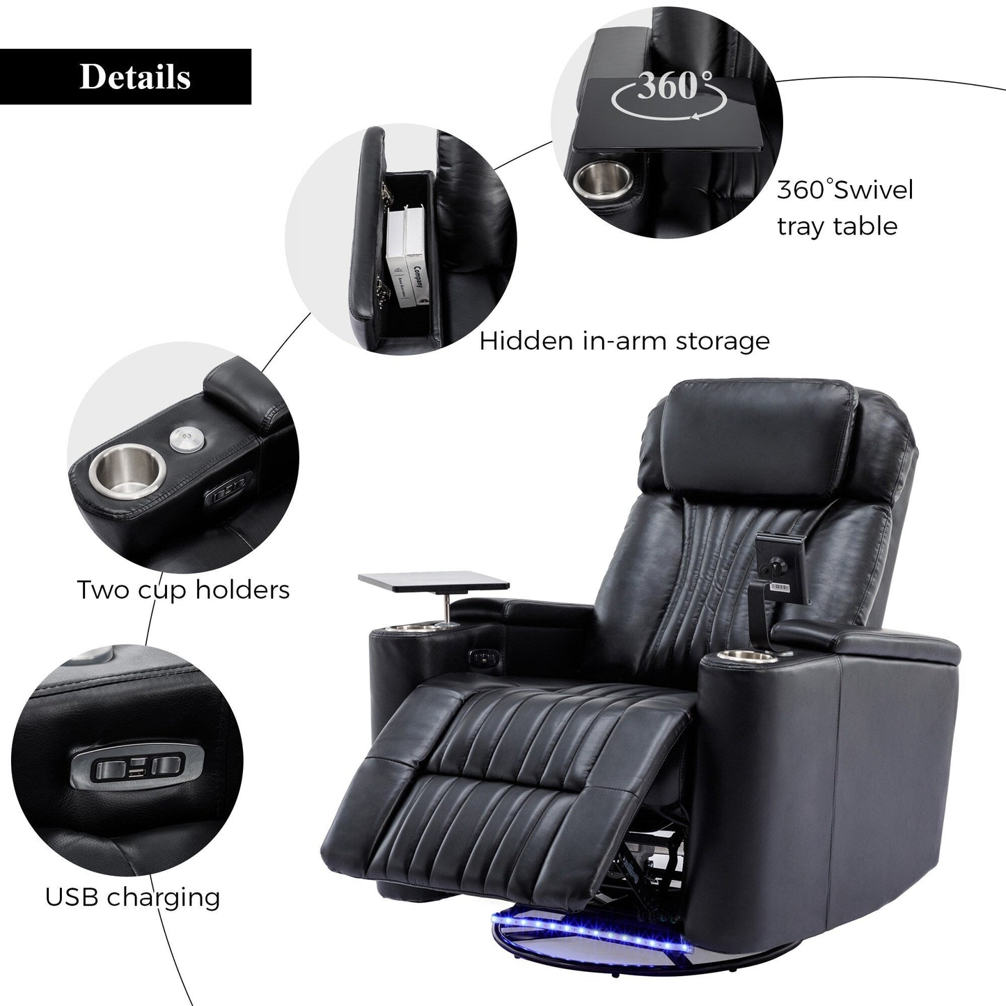 Multifunctional 270Â° Swivel Home Theater Power Recliner