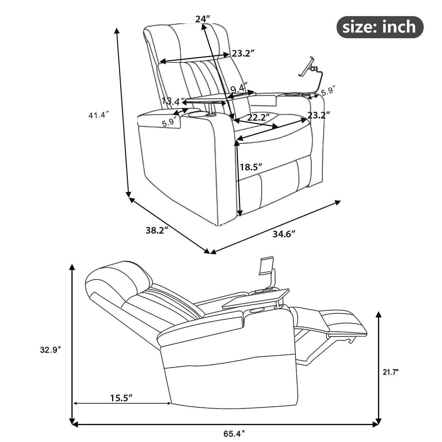 Multifunctional 270Â° Swivel Home Theater Power Recliner