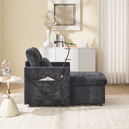 Multifunctional Lazy Person Sofa Recliner Can Be Stored Storage Backrest With Cell Phone Bracket Chenille Single Leisure Chair