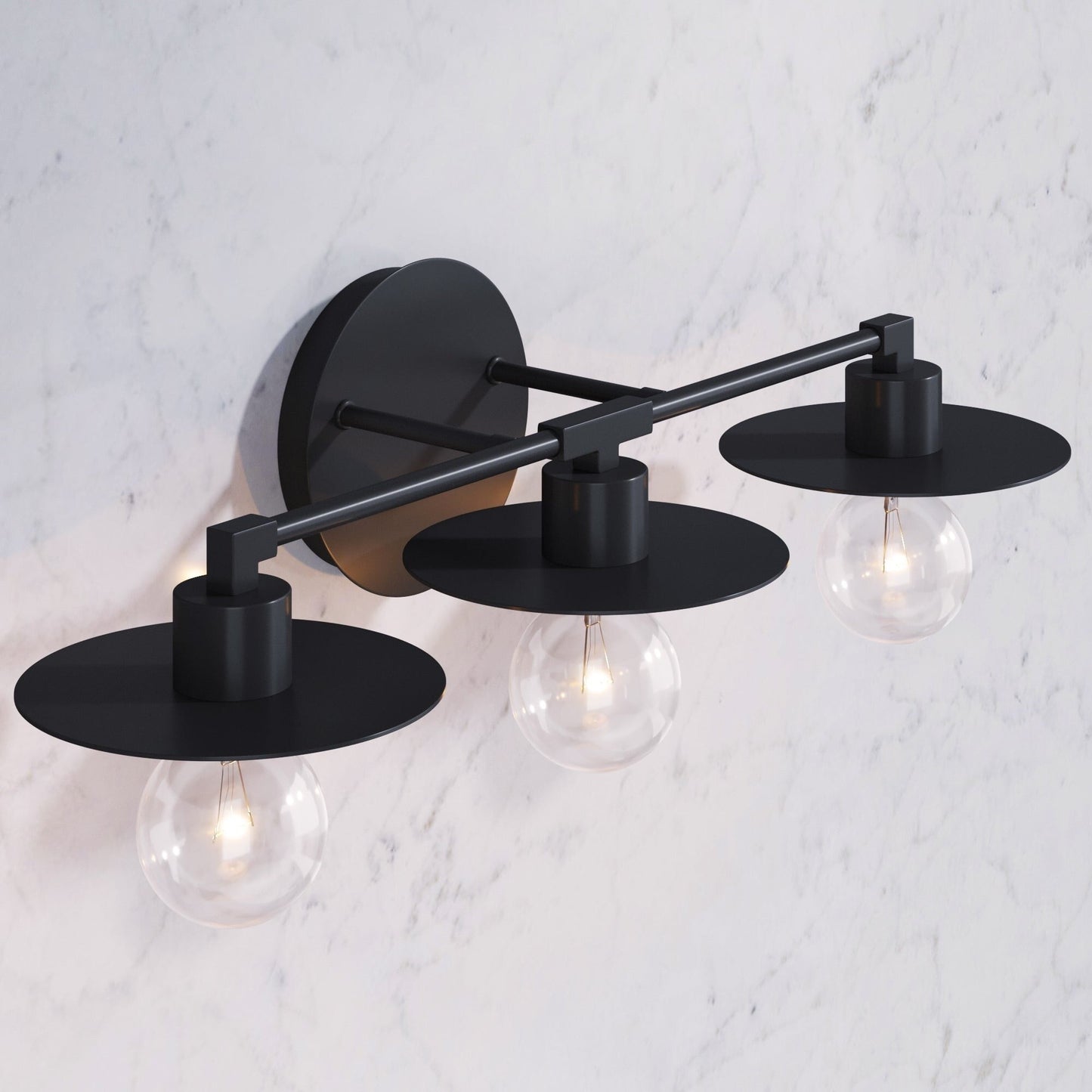 Nathan James Pattinson 3-Lights Bathroom Vanity Light Fixture with Metal Frame and Thin Plate Shade