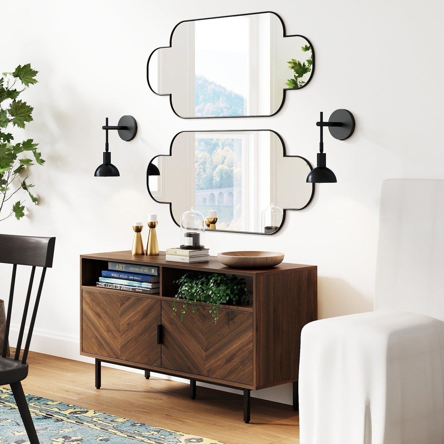 Nathan James Tamlin Wall Mounted Armed Sconce 1-Light Fixture with Plugin and On/Off Switch