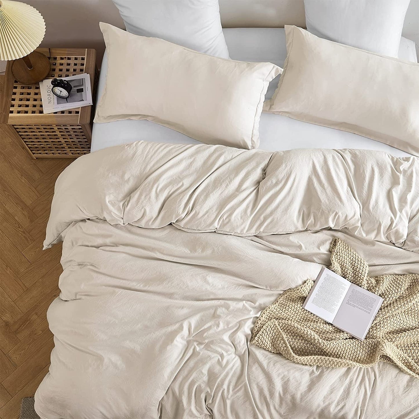 Natural Loft King Solid Duvet Cover Set