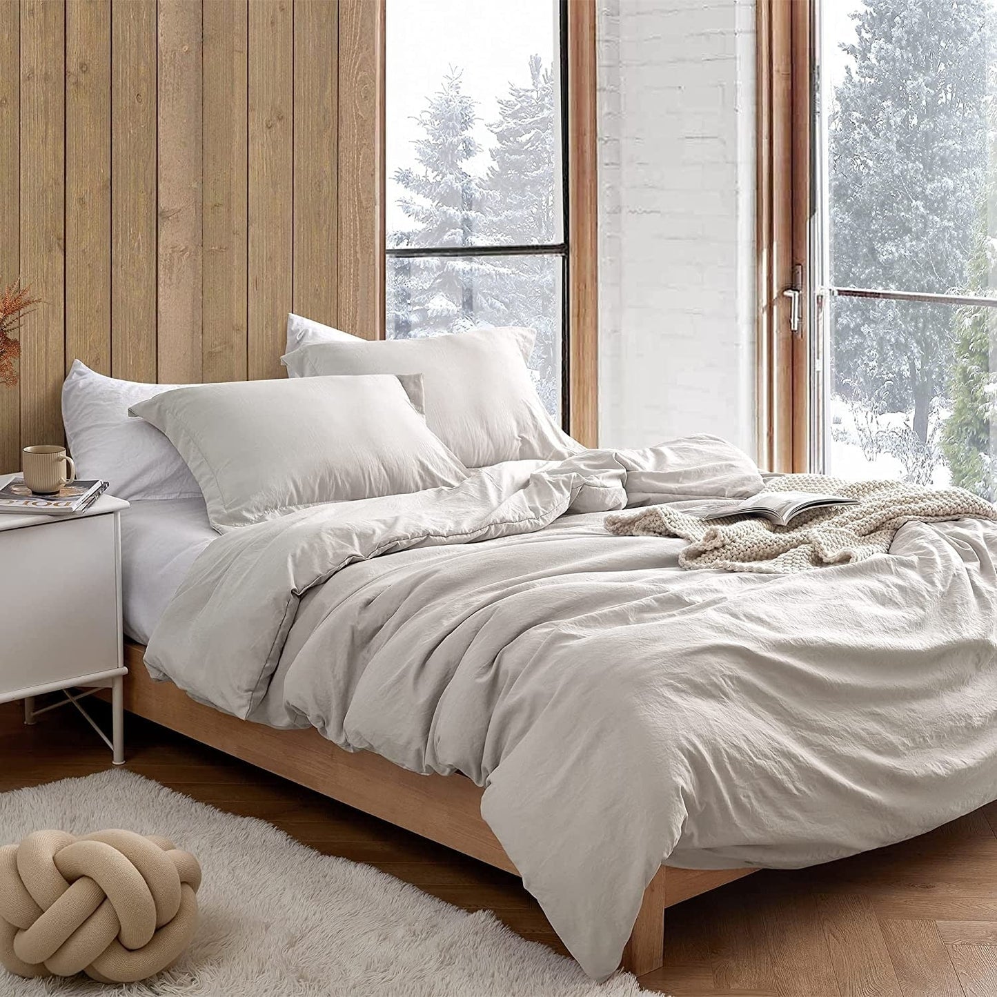 Natural Loft King Solid Duvet Cover Set