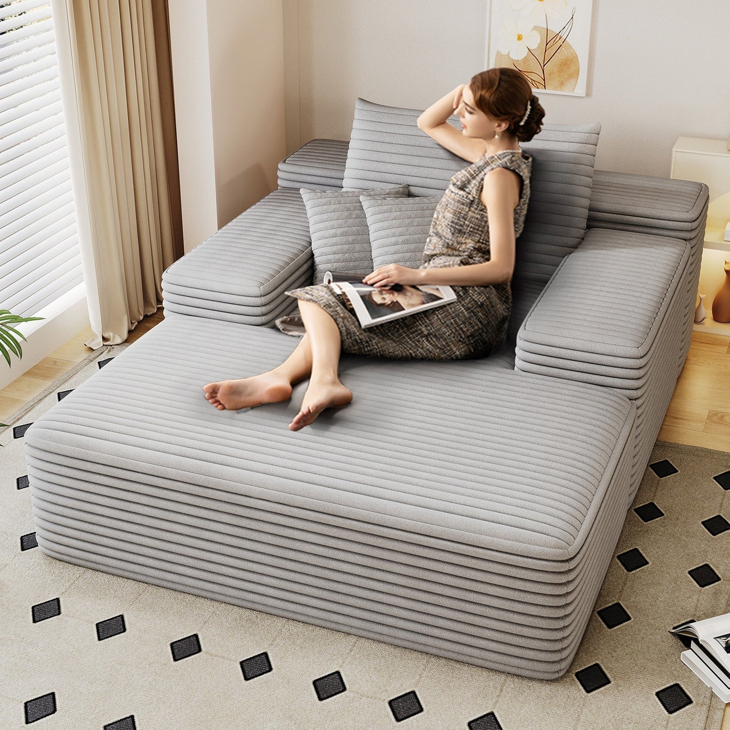 Nebula Oversized Upholstered Sofa Bed, Upholstered Sleeper Cloud Sofas Couches for Cozy Reading and Relaxation