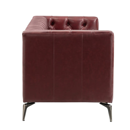 Nestor Transitional Genuine Leather Sofa with Metal Legs and Tufted Back