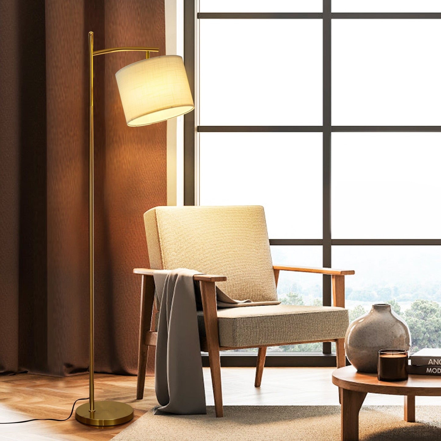 Netin 66 Arched Floor Lamp with Remote and Able to Rotate Lamp Shade