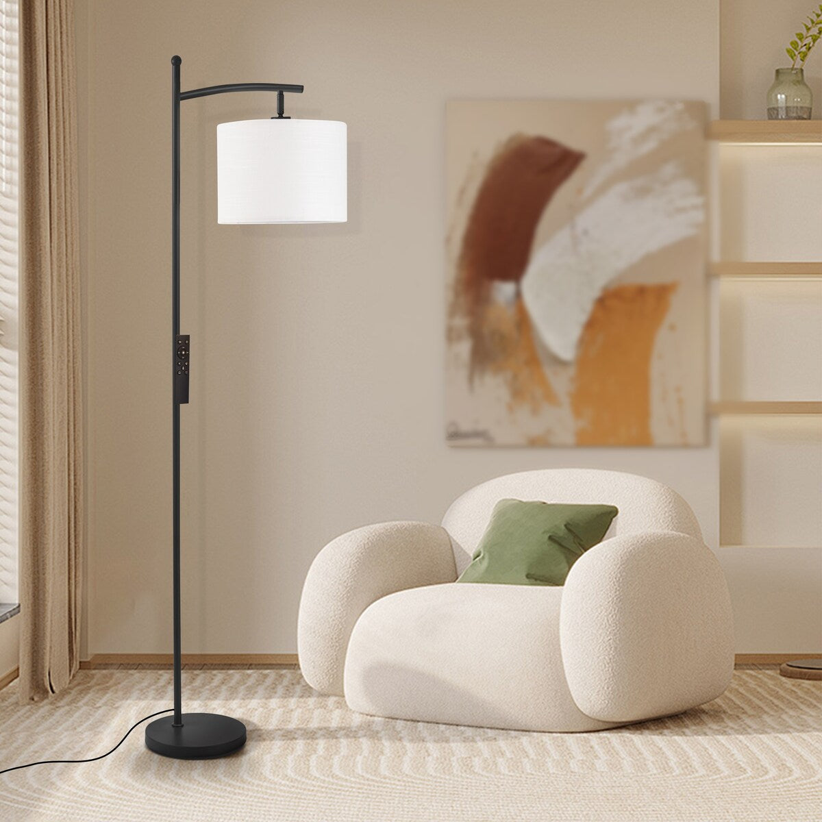 Netin 66 Dimmable LED Arched Floor Lamp with Remote - N/A