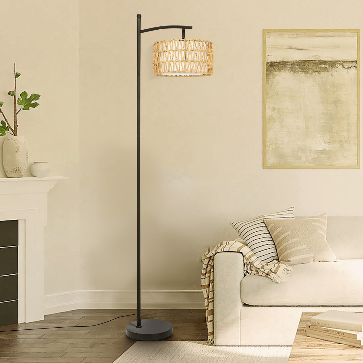 Netin 66 Dimmable LED Arched Floor Lamp with Remote - N/A