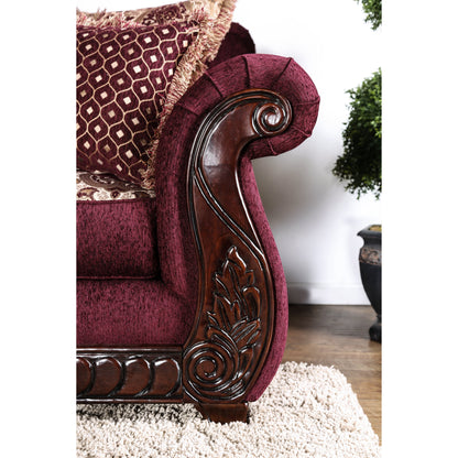 Fova Traditional Fabric Upholstered Rolled Arms Sofa by Furniture of America