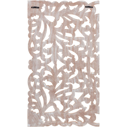 Norma Floral Hand Carved Natural Wooden 48x28-inch 3-Panel Wall Art
