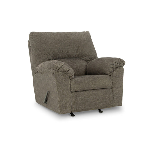 Noto Rocker Recliner Chair, 41 Inch Midcentury Gray Pillow Top Arms