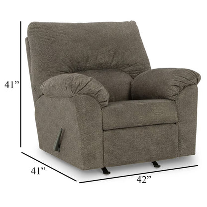 Noto Rocker Recliner Chair, 41 Inch Midcentury Gray Pillow Top Arms