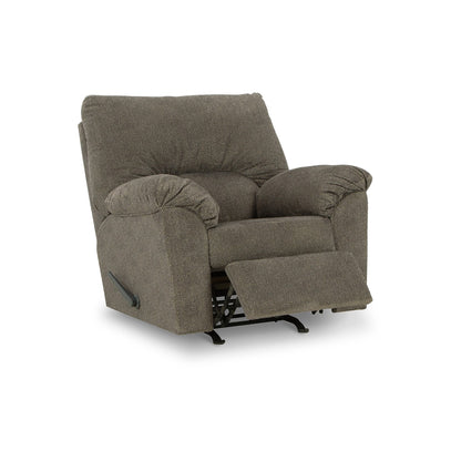 Noto Rocker Recliner Chair, 41 Inch Midcentury Gray Pillow Top Arms