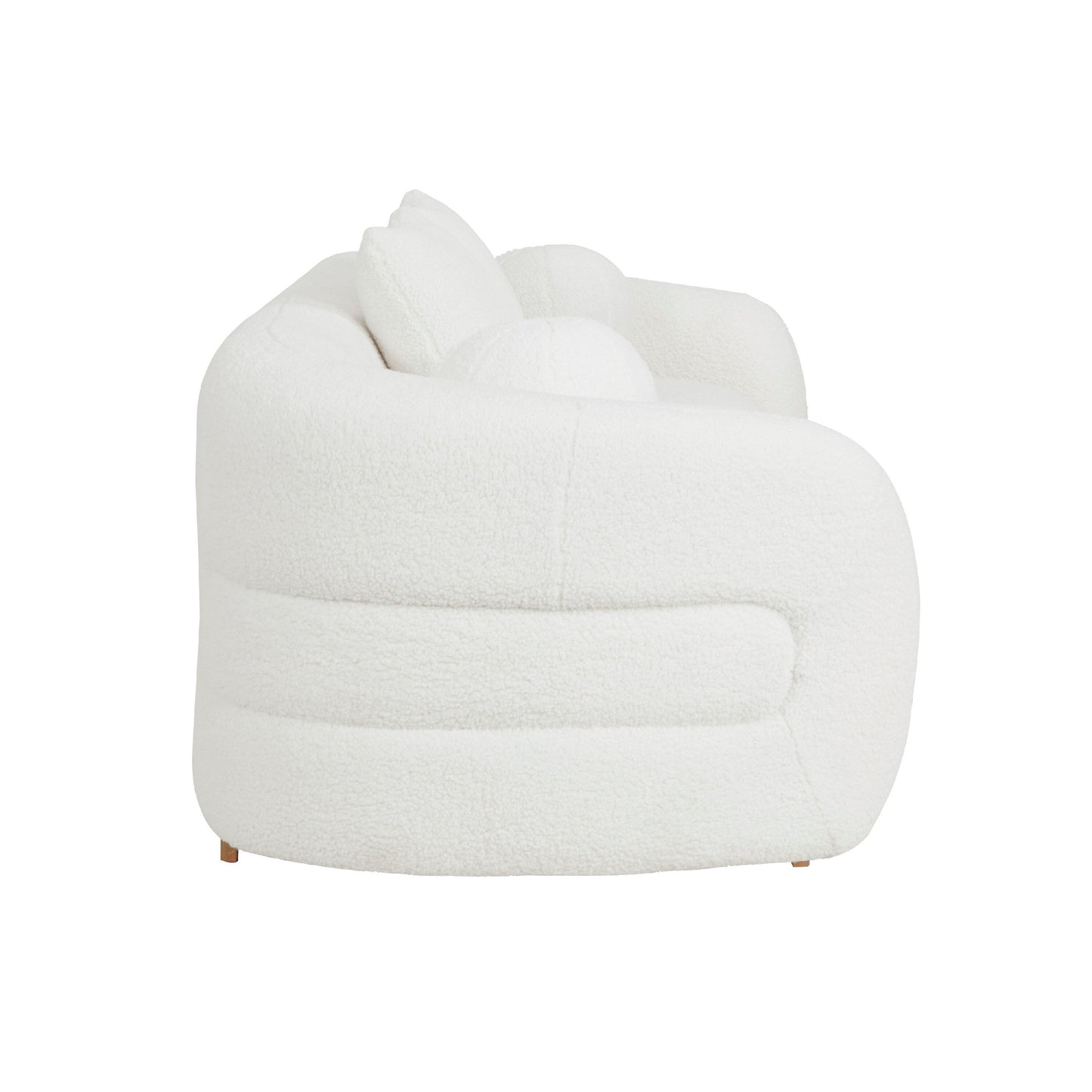 Novy Sofa, 4 Accent Pillows, White Sherpa, Gold, 93 Inch