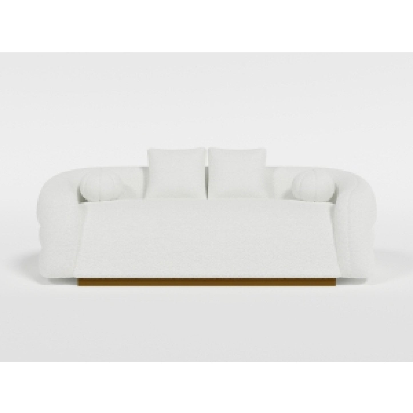 Novy Sofa, 4 Accent Pillows, White Sherpa, Gold, 93 Inch