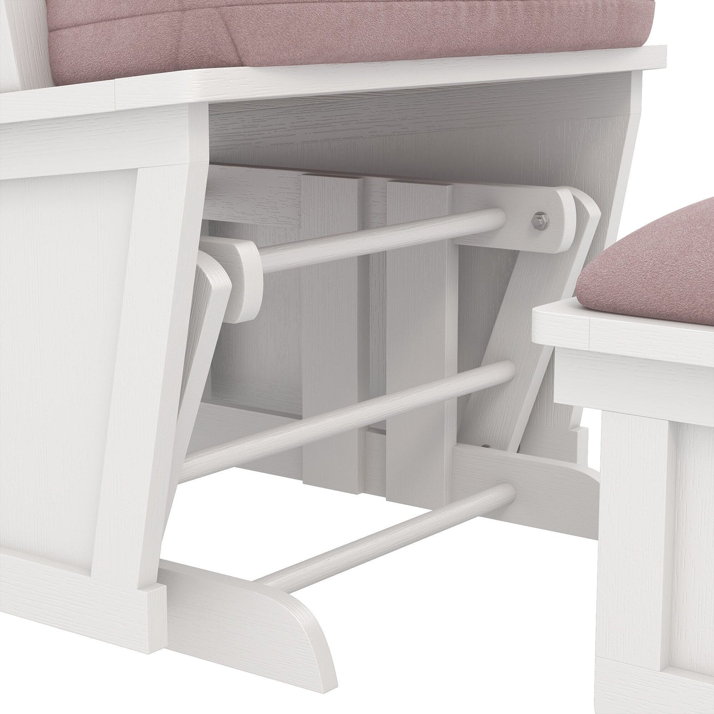 Nursery Glider Rocking Chair Thick Padded Cushion Seating Soft Linen Fabric Armchair with Ottoman and Wood Base
