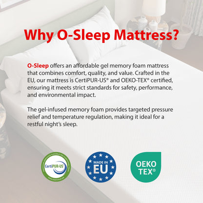 O-Sleep 10 Gel Memory Foam Mattress in a Box with CertiPUR-US and OEKO-TEX