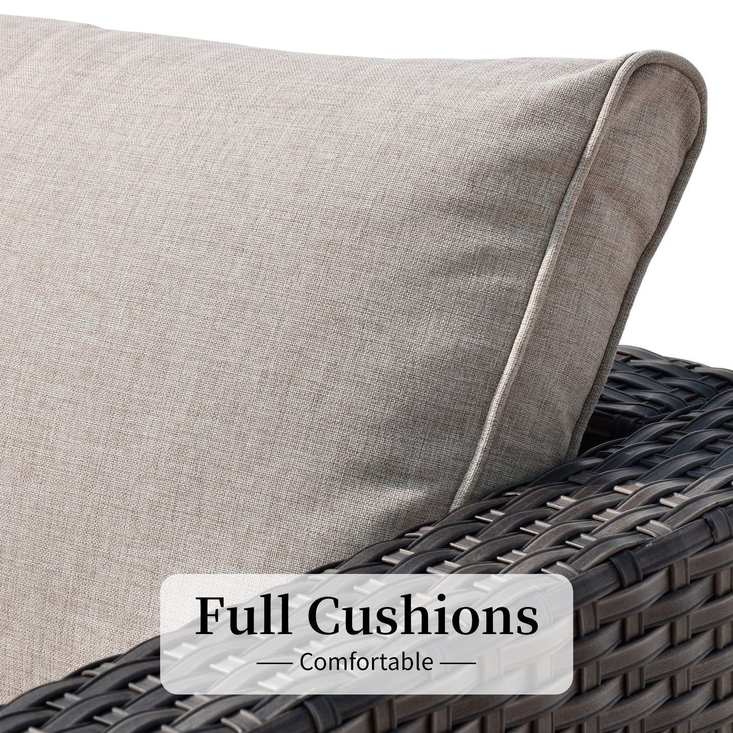 OVIOS 14-piece Deep Seat Wicker Conversation Sectional Set with Glass-top Table