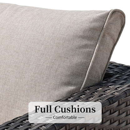 OVIOS 14-piece Deep Seat Wicker Conversation Sectional Set with Glass-top Table