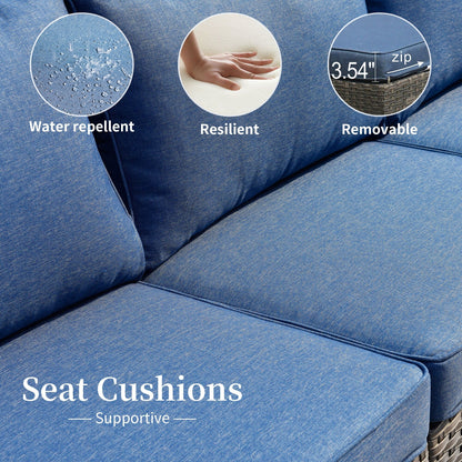OVIOS 14-piece Deep Seat Wicker Conversation Sectional Set with Glass-top Table