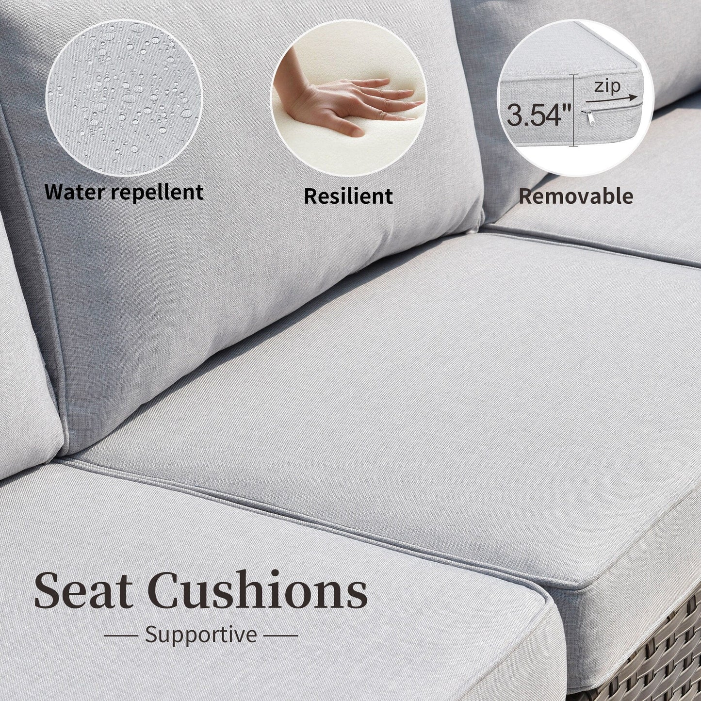 OVIOS 14-piece Deep Seat Wicker Conversation Sectional Set with Glass-top Table