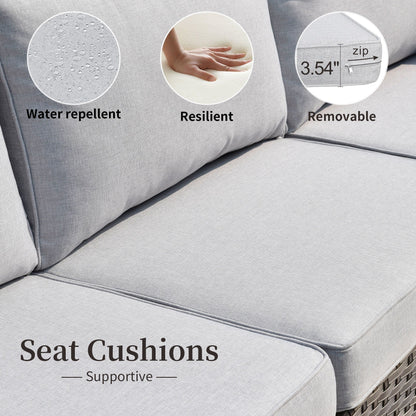 OVIOS 14-piece Deep Seat Wicker Conversation Sectional Set with Glass-top Table